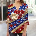 thumbnail image 1 of Lorytime Fourth of July Shirts for Women Patriotic Graphic Outfits Red White and Blue Outfits 3/4 Sleeve Holidays Wear, 1 of 5