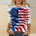 thumbnail image 1 of Lorytime Fourth of July Shirts for Women Red White and Blue Outfits Patriotic Graphic Clothes 3/4 Sleeve Holidays Wear, 1 of 5
