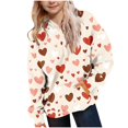thumbnail image 1 of Lorytime Girl Hoodies with Pockets Valentine Long Sleeve Crewneck Sweatshirts Hearts Pullover Fashionable Tops 7-8 Years, 1 of 6