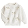 thumbnail image 1 of Lorytime Girl Sweaters Winter Kid Christmas Pearl Bow Knitted Pullover Crewneck Long Sleeve Tops Soild Knitwear 6 Years, 1 of 9