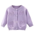thumbnail image 1 of Lorytime Girls Cardigan with Pearls Bow Knitted Sweater Buttons Crewneck Long Sleeve Tops Soild Winter Knitwear, 1 of 2