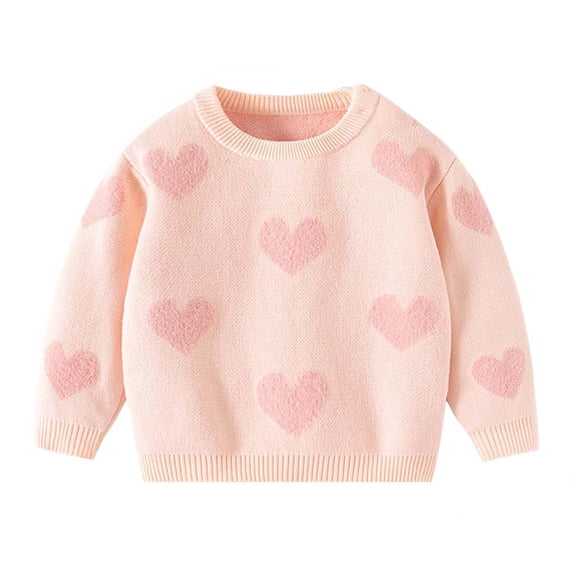 Lorytime Girls Sweaters with Hearts Cotton Knitted Pullover Crewneck Long Sleeve Tops Color Block Winter Knitwear