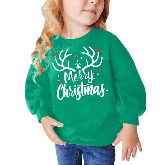 Lorytime Girls Sweatshirts for Fall Boys Merry Christmas Shirt Crew Neck Long Sleeve Pullover Drop Shoulder Tops 3 Years
