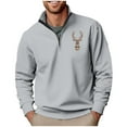 thumbnail image 1 of Lorytime Half Zip Sweatshirt Men Printted Training Pullover Mock Neck Long Sleeve Tops Casual Outerwear Gray 3XL, 1 of 4