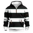 thumbnail image 1 of Lorytime Half Zip Sweatshirt Men Stripe Streetwear Hoodies Long Sleeve Pullover with Pocket Loose Tops Black L, 1 of 5