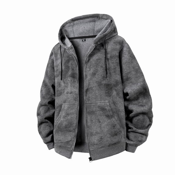 Lorytime Hooded Sweatshirt Men Zippered Color Block Cardigan Hoodies Hoodies Long Sleeve Drawstring Tops Outerwear Gray