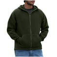 thumbnail image 1 of Lorytime Hooded Sweatshirt Men Zippered Solid Heavyweight Fleece Hoodies Long Sleeve Casual Tops Warm Outerwear Green 3XL, 1 of 9