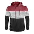 thumbnail image 1 of Lorytime Hoodies for Men Graphic Color Block Sweatshirt Long Sleeve Drawstring Pullover with Pocket Tops Red S, 1 of 6