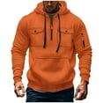 thumbnail image 1 of Lorytime Hoodies for Men Half Zip Solid Training Sweatshirt Long Sleeve Drawstring Pullover with Pocket Tops Orange L, 1 of 3