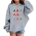 thumbnail image 1 of Lorytime Hoodies for Teen Girls Boys Christmas Tree Sweatshirt Long Sleeve Tops Drop Shoulder Festive Pullover Gray, 1 of 4