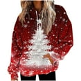 thumbnail image 1 of Lorytime Hoodies for Women Fleece Christmas Tree Print Sweatshirt Long Sleeve Pullover with Pocket Loose Tops, 1 of 5