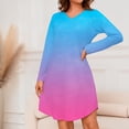 thumbnail image 1 of Lorytime House Dresses for Women Long Sleeve Knee Length Pajamas Dress V Neck Gradient Nightshirts Sleepdress Nightdress Casual Comfy Soft Lounge House Nightgowns Blue XL, 1 of 6
