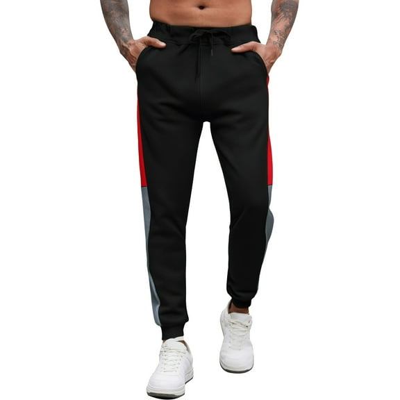 Lorytime Joggers for Men with Pockets Soild Elastic Waist Sweatpants Drawstring Full Length Trousers Loose Outfits