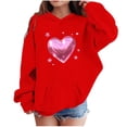 thumbnail image 1 of Lorytime Kid Cute Hoodies for Teen Girls Trendy Long Sleeve Sweatshirts Heart Valentine Pullover with Pocket Pullover, 1 of 5