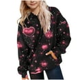 thumbnail image 1 of Lorytime Kid Girls Sweatshirts Hoodies Vintage Long Sleeve Pullover Heart Tops with Pocket Fashionable Outerwear, 1 of 6