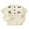 thumbnail image 1 of Lorytime Kids Girls Sweaters with Bows Cape Collar Cute Pullover Button Crewneck Long Sleeve Tops Soild Knitwear 8 Years, 1 of 9