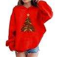 thumbnail image 1 of Lorytime Kids Hooded Sweatshirt for Girl Boys Christmas Tree Sweatshirt Long Sleeve Tops Drop Shoulder Festive Pullover Red, 1 of 4