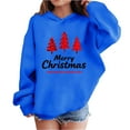 thumbnail image 1 of Lorytime Kids Hoodies for Boys Girl Merry Christmas Sweatshirt Long Sleeve Pullover Drop Shoulder Festive Tops Blue, 1 of 4
