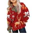 thumbnail image 1 of Lorytime Kids Hoodies for Girls Unisex Christmas Reindeer Sweatshirt Long Sleeve Tops with Pocket Drop Shoulder Pullover, 1 of 5