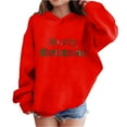 thumbnail image 1 of Lorytime Kids Hoodies for Girls Unisex Merry Christmas Sweatshirt Long Sleeve Pullover Drop Shoulder Cute Tops Red 7 Years, 1 of 4