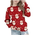 thumbnail image 1 of Lorytime Kids Sweatshirt Girls Unisex Christmas Santa Claus Shirt Crew Neck Long Sleeve Pullover Cute Tops Red 4 Years, 1 of 7