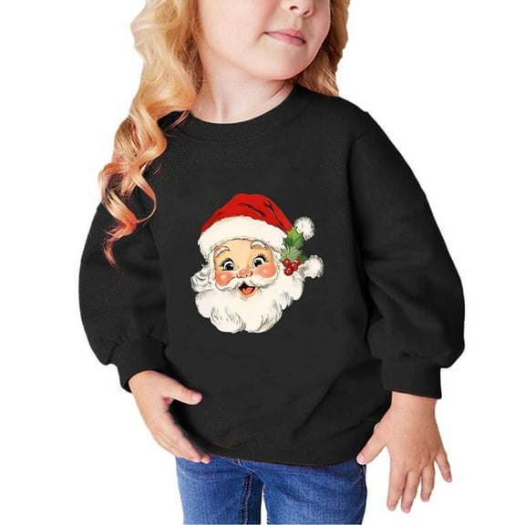 Lorytime Kids Sweatshirt for Boys Girl Christmas Santa Claus Shirt Crew Neck Long Sleeve Pullover Drop Shoulder Tops