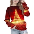thumbnail image 1 of Lorytime Kids Sweatshirt for Girls Boys Christmas Tree Shirt Crew Neck Long Sleeve Tops Drop Shoulder Soft Pullover Yellow, 1 of 7