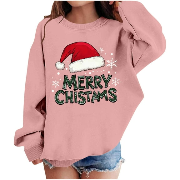 Lorytime Kids Sweatshirt for Winter Boys Girls Merry Christmas Fleece Shirt Crew Neck Long Sleeve Pullover Festive Tops