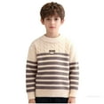 thumbnail image 1 of Lorytime Long Sleeve Sweaters for Teen Boys Stripes Knitted Pullover Crewneck Tops Color Block Winter Knitwear, 1 of 6