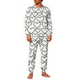 thumbnail image 1 of Lorytime Matching Valentines Pjs for Couples Heart Crewneck Long Sleeve Tops with Pockets Pants Mens Homewear, 1 of 8