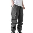 thumbnail image 1 of Lorytime Men Cargo Pants with Multi Pockets Drawstring Elastic Waist Joggers Full Length Hiking Trousers Outwear, 1 of 5
