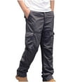 thumbnail image 1 of Lorytime Men Cargo Pants with Pockets Cotton Fleece Elastic Waist Straight Leg Trousers Zipper Athletic Pants Outfits, 1 of 3