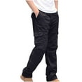 thumbnail image 1 of Lorytime Men Cargo Pants with Pockets Cotton Fleece Elastic Waist Straight Leg Trousers Zipper Athletic Pants Outfits, 1 of 2