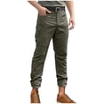 thumbnail image 1 of Lorytime Men Cargo Pants with Pockets Stretch Straight Leg Trousers Button Zipper Long Sports Pants Waterproof Outwear, 1 of 6