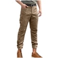 thumbnail image 1 of Lorytime Men Cargo Pants with Pockets Stretch Straight Leg Trousers Button Zipper Long Sports Pants Waterproof Outwear, 1 of 6
