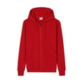thumbnail image 1 of Lorytime Men Hoodies with Zipper Solid Fleece Sweatshirt Long Sleeve Drawstring Jacket with Pocket Warm Tops Red L, 1 of 8