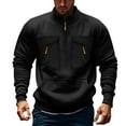 thumbnail image 1 of Lorytime Men Sweatshirts with Pockets Solid Pullover Mock Neck Half Zipper Long Sleeve Tops Outerwear Black L, 1 of 2