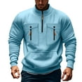thumbnail image 1 of Lorytime Men Sweatshirts with Pockets Solid Pullover Mock Neck Half Zipper Long Sleeve Tops Outerwear Blue 3XL, 1 of 2