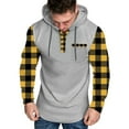 thumbnail image 1 of Lorytime Men's Athletic Hoodies Plaid Streetwear Sweatshirt Buttom Long Sleeve Drawstring Raglan Pullover Tops Yellow S, 1 of 6