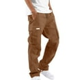 thumbnail image 1 of Lorytime Men's Cargo Pants Work Drawstring Elastic Waist Straight Leg Trousers Long Outdoors Pants with Pockets Outfits, 1 of 5
