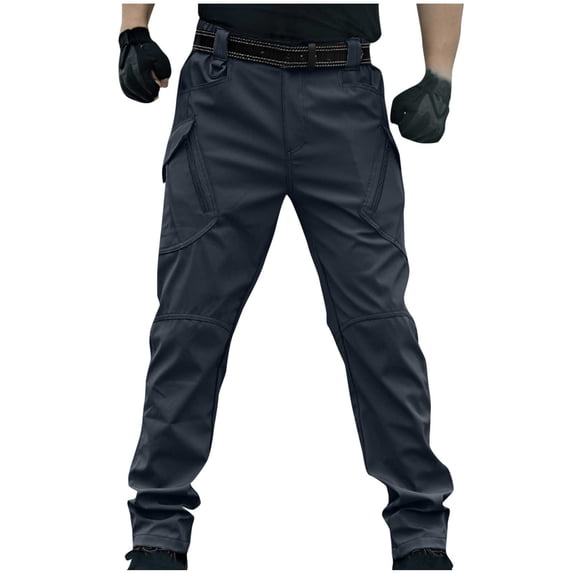 Lorytime Men's Cargo Pants with Elastic Waist Straight Leg Trousers Outdoors Pants with Multi Pockets Outwear