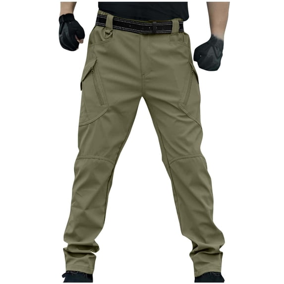 Lorytime Men's Cargo Pants with Elastic Waist Straight Leg Trousers Outdoors Pants with Multi Pockets Outwear