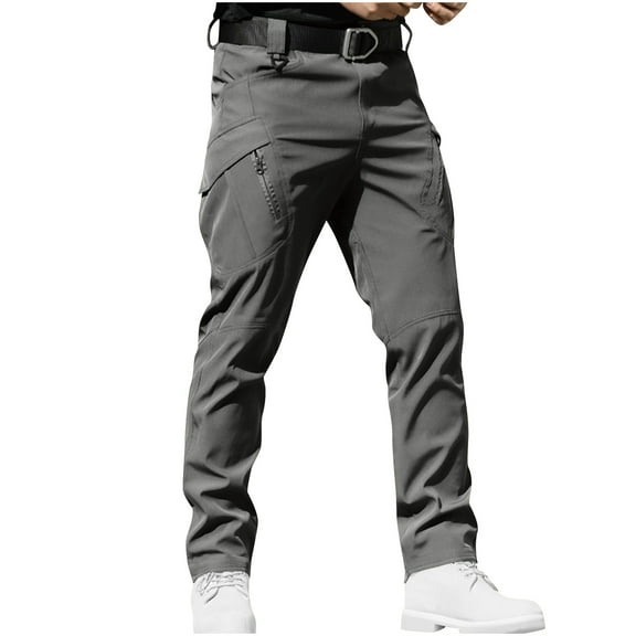 Lorytime Men's Cargo Pants with Zippers Stretch Straight Leg Pants Button Zipper Sports Trousers Waterproof Outfits