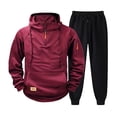 thumbnail image 1 of Lorytime Men's Hoodies Half Zip Solid Fleece Sweatshirt Long Sleeve Drawstring Raglan Pullover with Pocket Tops Red S, 1 of 4