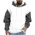 thumbnail image 1 of Lorytime Men's Hoodies Oversized Plaid Fleece Streetwear Sweatshirt Long Sleeve Drawstring Pullover with Pocket Tops Black XL, 1 of 5