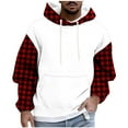 thumbnail image 1 of Lorytime Men's Hoodies Oversized Plaid Fleece Streetwear Sweatshirt Long Sleeve Drawstring Pullover with Pocket Tops Red L, 1 of 5