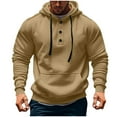 thumbnail image 1 of Lorytime Men's Hoodies Oversized Solid Sweatshirt Buttom Long Sleeve Drawstring Pullover with Pocket Tops Brown S, 1 of 5