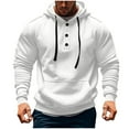 thumbnail image 1 of Lorytime Men's Hoodies Oversized Solid Sweatshirt Buttom Long Sleeve Drawstring Pullover with Pocket Tops White S, 1 of 5