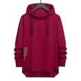 thumbnail image 1 of Lorytime Men's Hoodies Oversized Solid Training Sweatshirt Long Sleeve Drawstring Pullover Loose Tops Red 2XL, 1 of 2