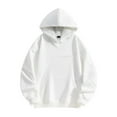thumbnail image 1 of Lorytime Men's Hoodies Sweatshirt Solid Pullover Long Sleeve Raglan Tops with Pocket Loose Outerwear White S, 1 of 4